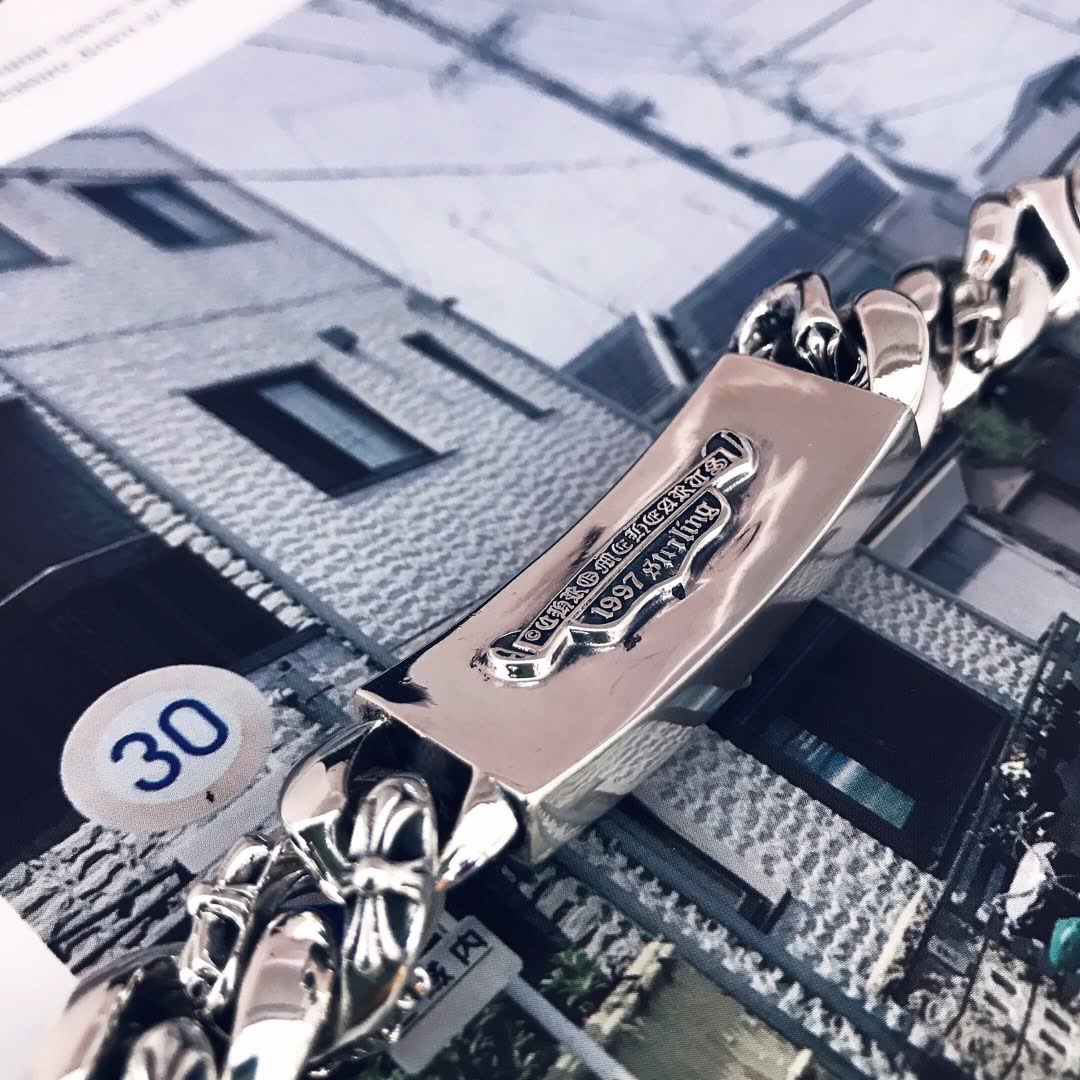 Chrome Hearts Silver Bracelet with Floral Design